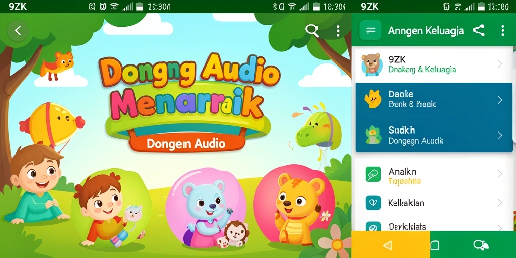Antarmuka menarik 9ZK untuk mendengarkan dongeng audio.
