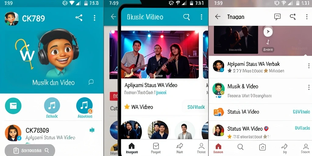 Tampilan antarmuka CK789 yang memudahkan navigasi video Status WA.