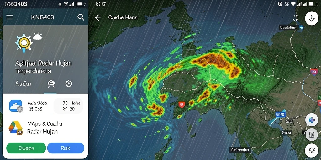 Antarmuka KING403 menampilkan radar hujan secara jelas dan informatif.