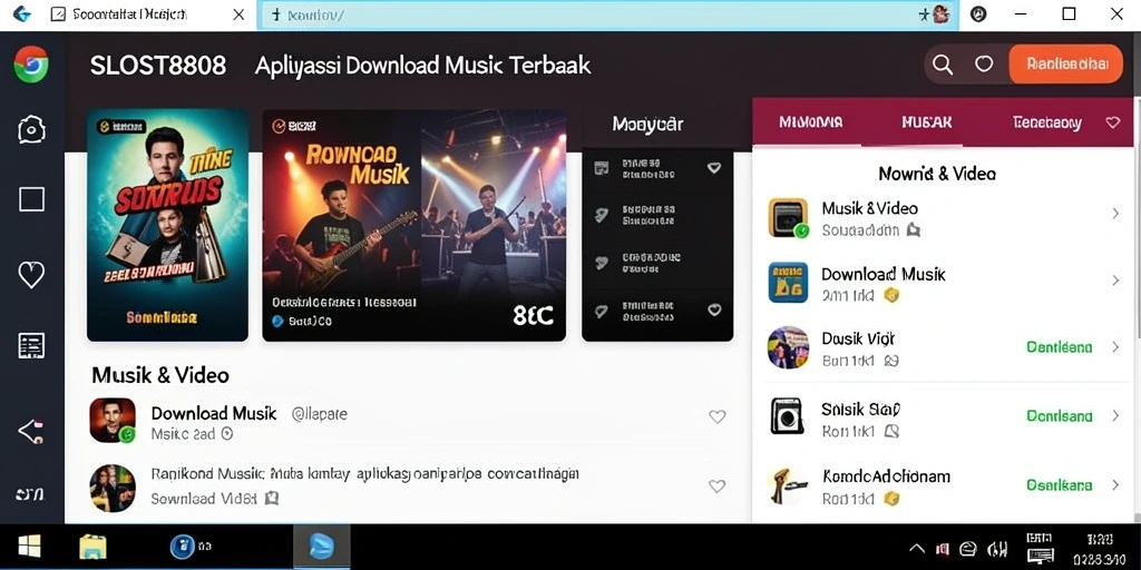 Tampilan antarmuka SLOST8808 yang menarik dengan fungsi Download Musik.